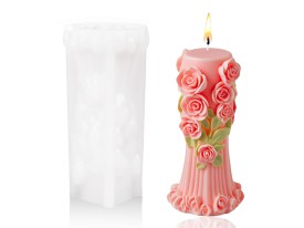 Molde silicona columna con rosas 